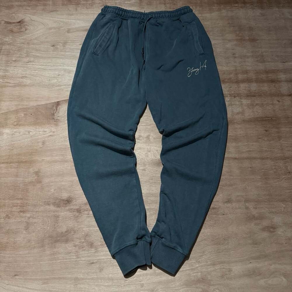 YoungLA XL Dark Teal Heavyweight Jogger Sweatpants Washed Gym Streetwear